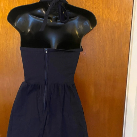 Ruby Rox Navy Blue Halter Top Dress with White Button Front Vintage Vibe Size 3 - Picture 12 of 12